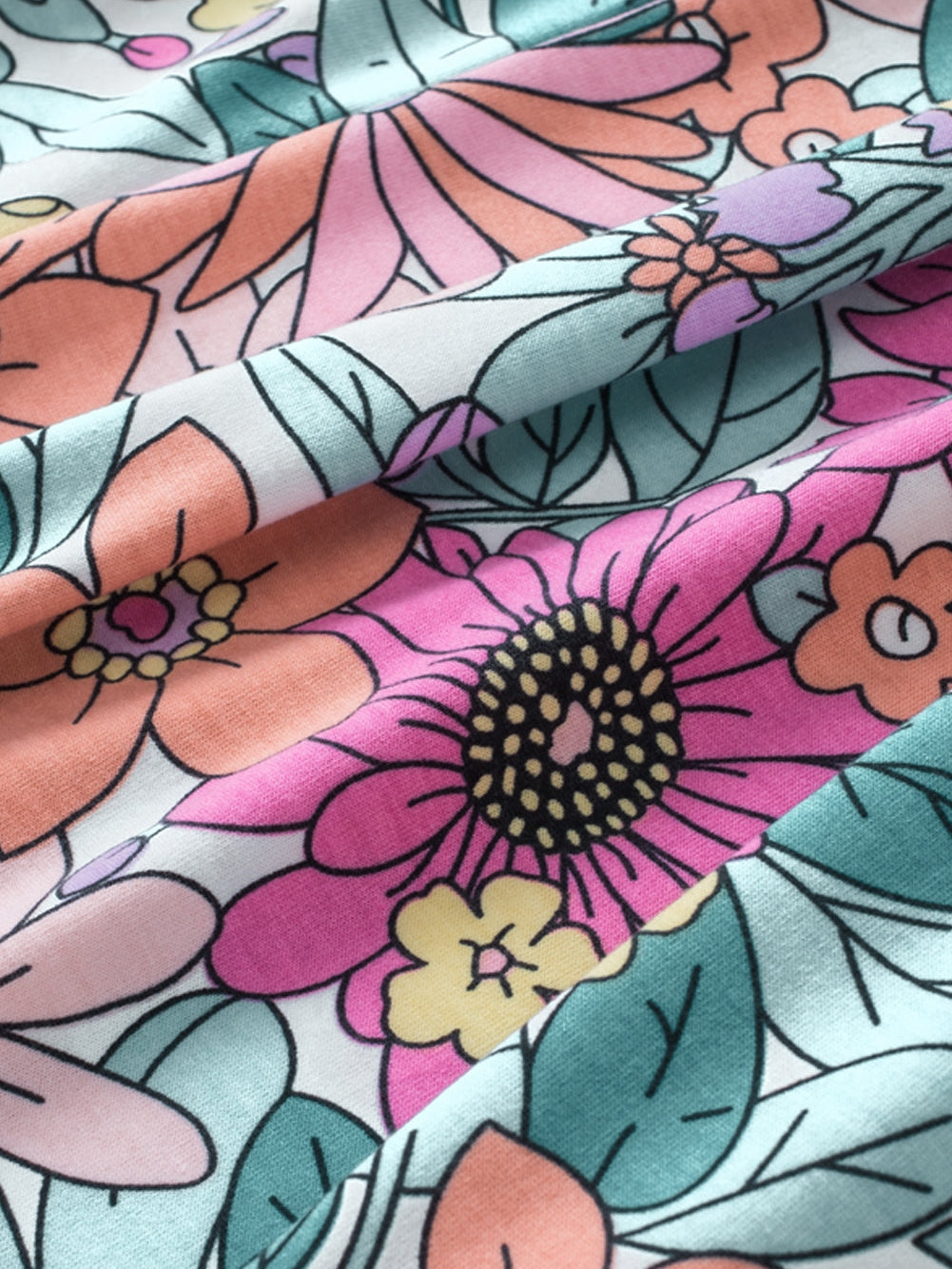 Summer Blossom V Neck Plus Size Blouse for Women