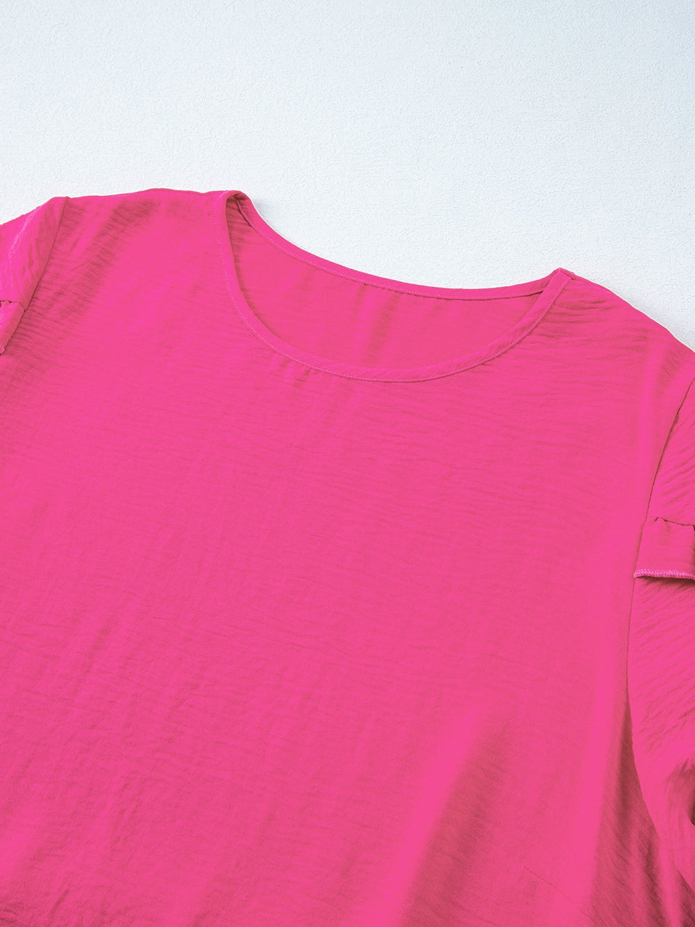 Strawberry Pink Ruffle Sleeve Plus Size Shift Mini Dress