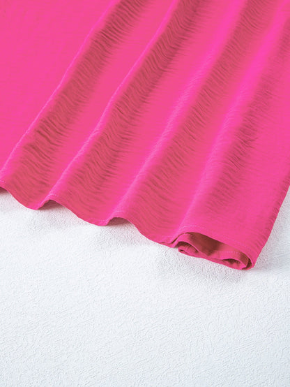 Strawberry Pink Ruffle Sleeve Plus Size Shift Mini Dress