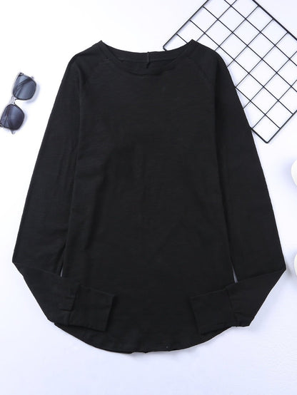 Essential Black Long Sleeve Crew Neck Top