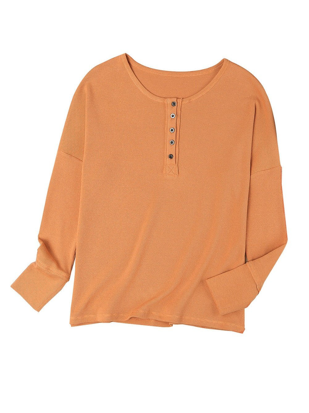 Elegant Black Waffle Knit Henley Top