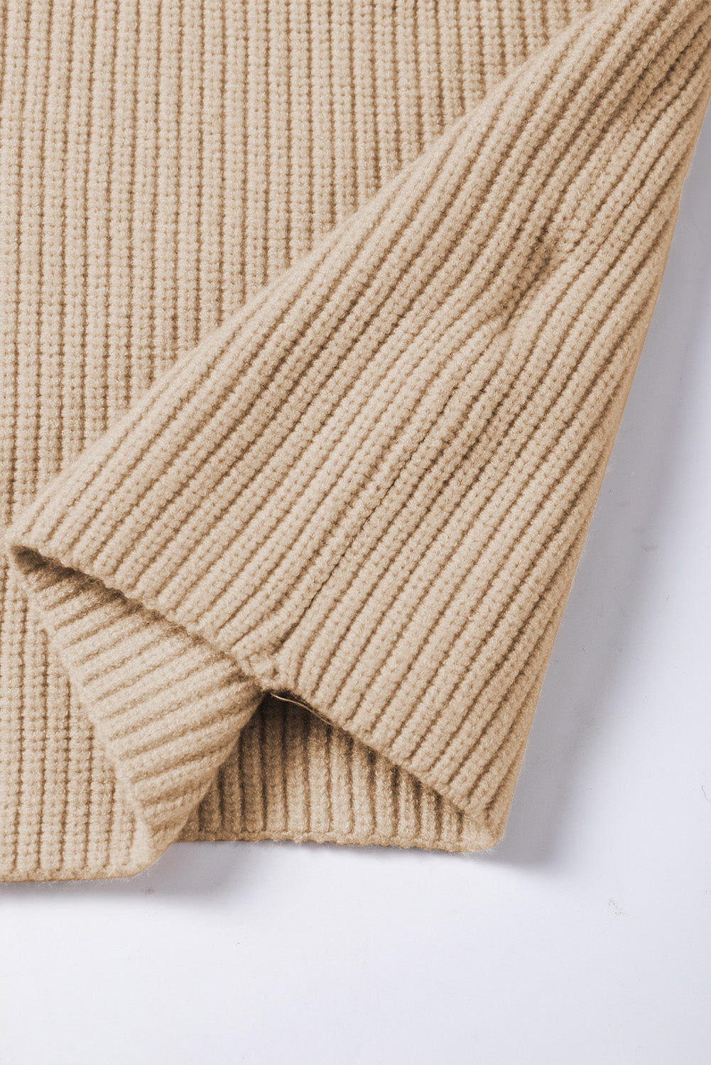 Apricot Ribbed V Neck Cap Sleeve Sweater with Chest Pocket