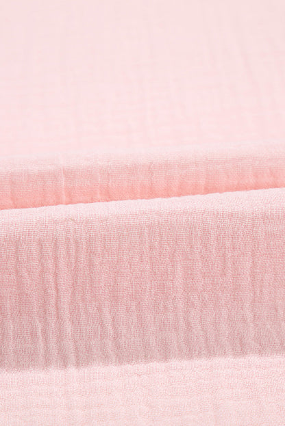 Light Pink Plus Size Crinkle Textured Ruffle Sleeve Top