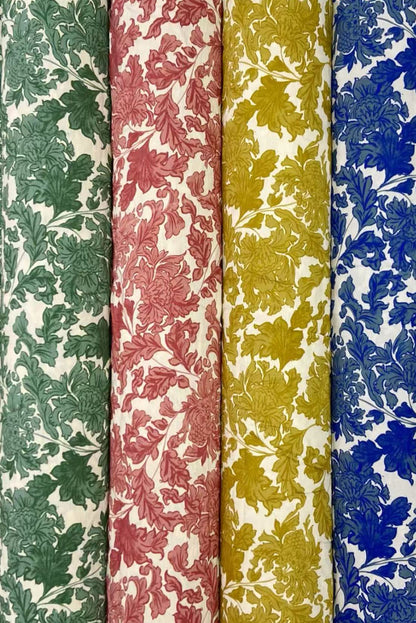 Green Plus Size Floral Print Mixed Patchwork Notched Neck Long Sleeve Blouse