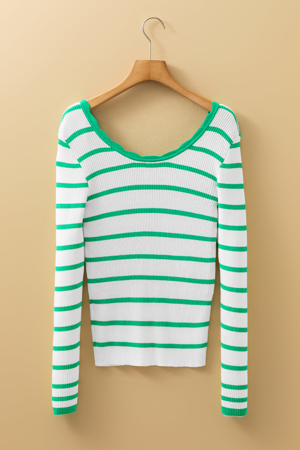 green and white striped sweater