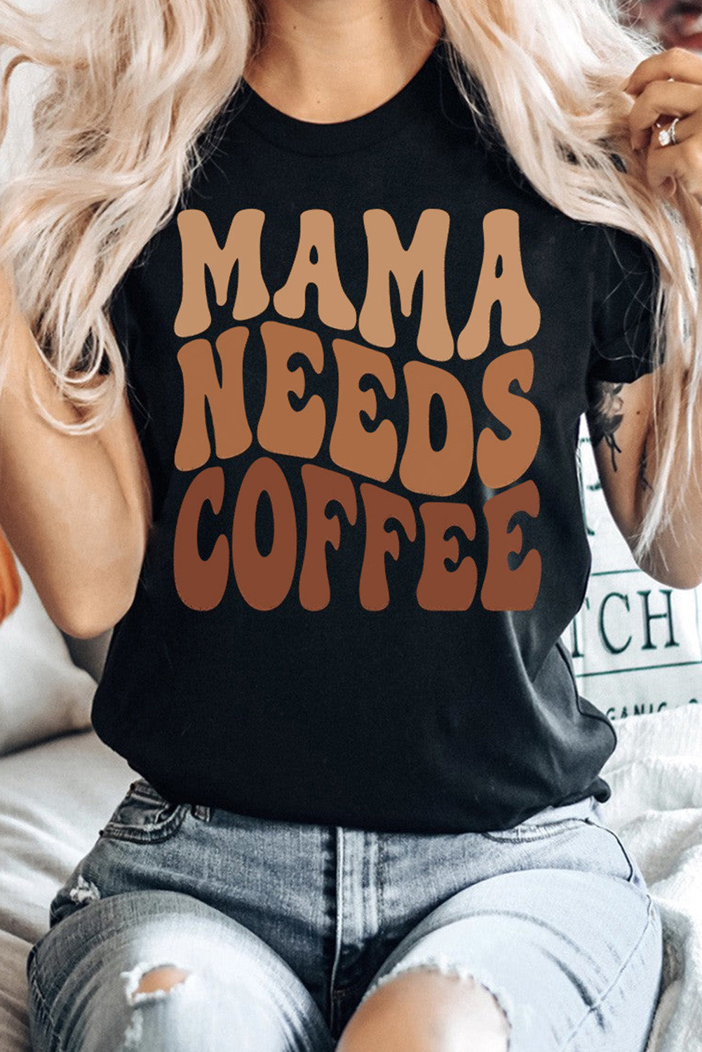 Black COFFEE LOVER Graphic Tee for Busy Moms