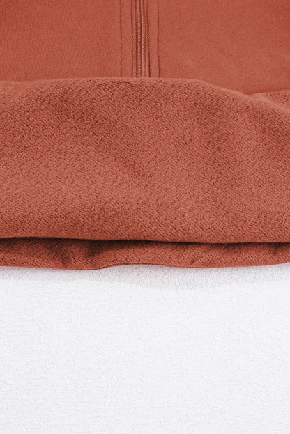 Flamingo Fleece Lined Zip Up Stand Collar Thumbhole Sleeve Sweatshirt