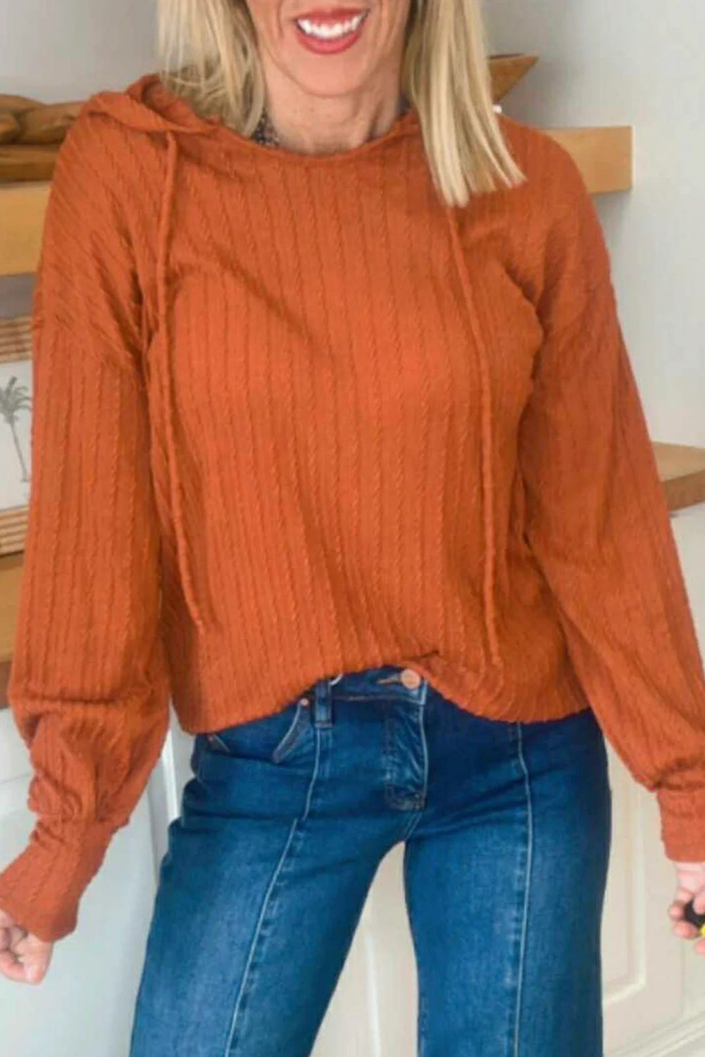 Cinnamon The Raphaela Cable Knit Hoodie Top