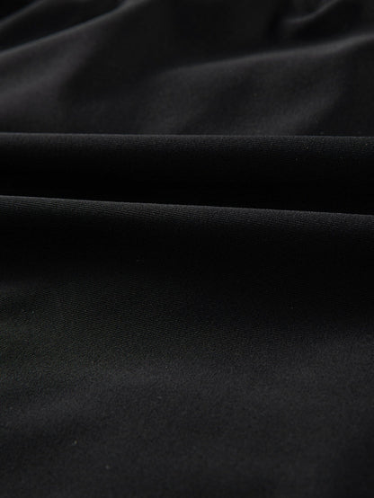 Black Mesh Patchwork One-shoulder Monokini Swimsuit