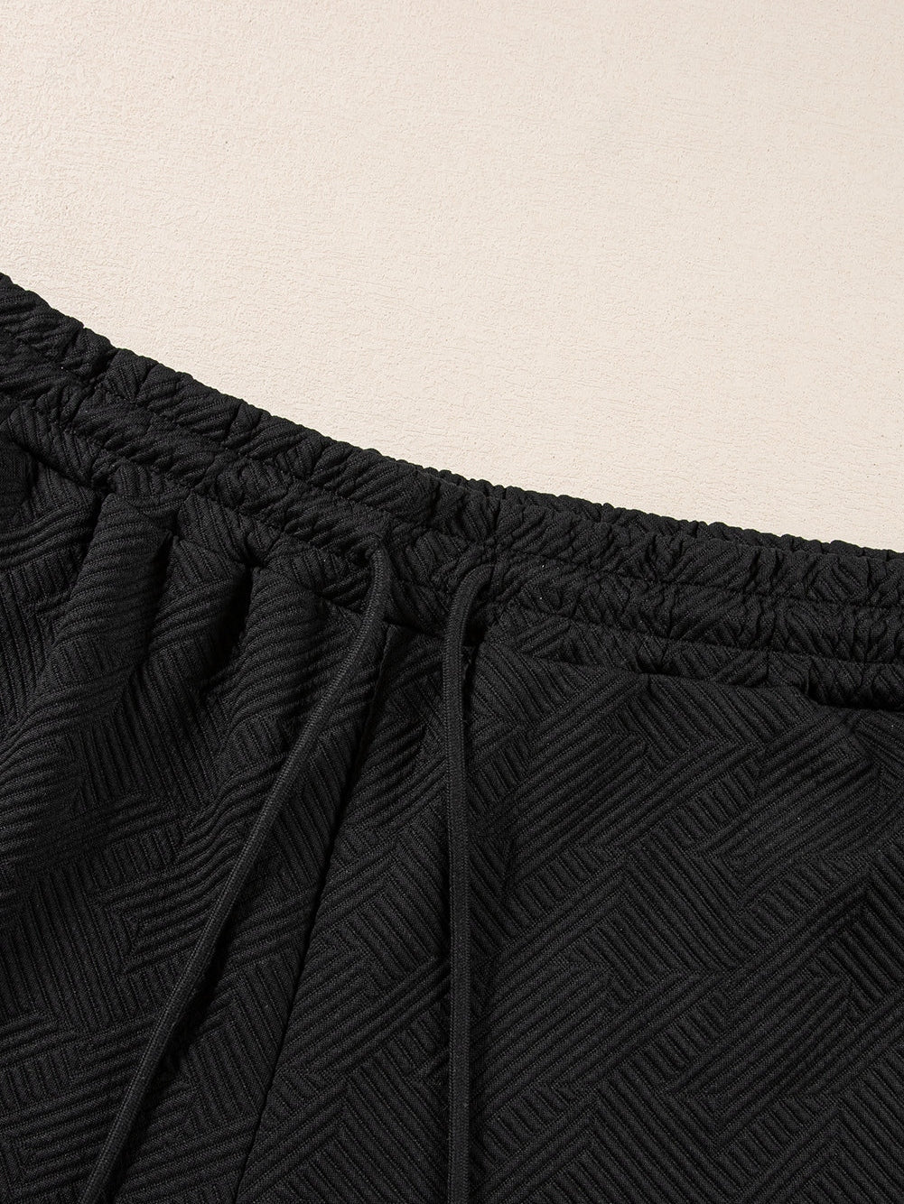 Chic Black Ruffle Sleeve Quarter Zip Top with Wide Leg Pants Set