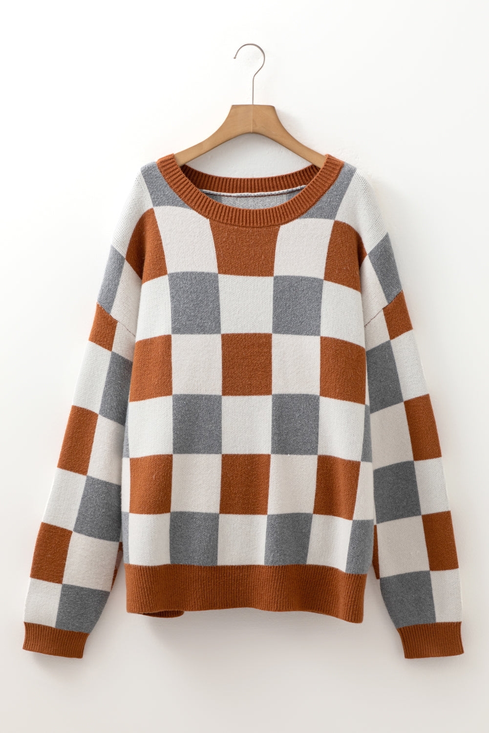 checkered knit sweater