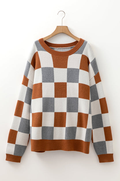 checkered knit sweater