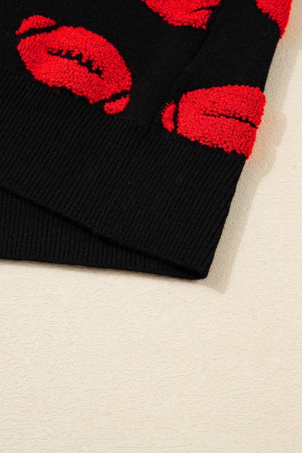 Black Rugby Print Casual Knit Short Sleeve Sweater