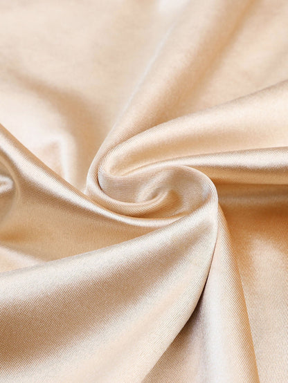 Glittery Apricot Satin Long Sleeve Top with Chest Pocket