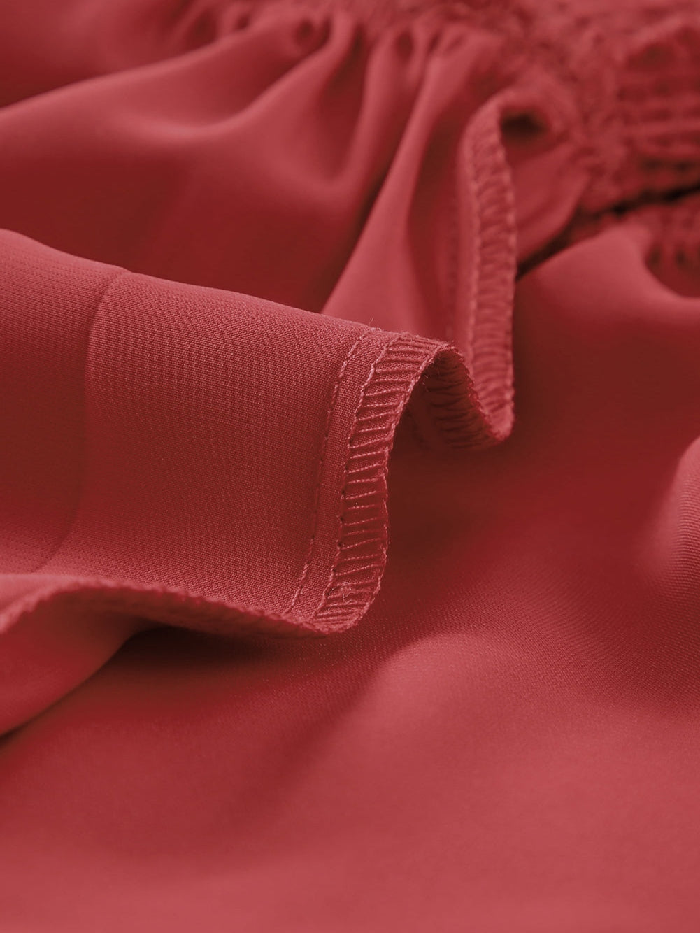 Fiery Crimson Smocked Peplum Blouse