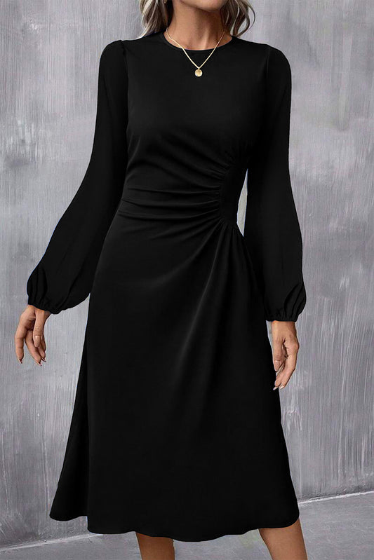 black long sleeve midi dress