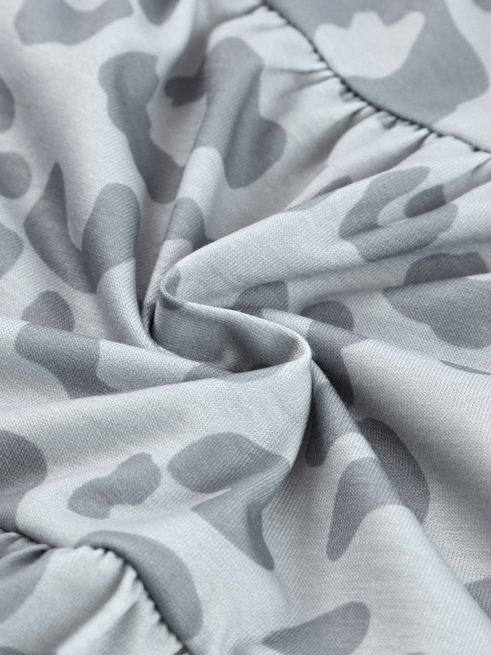 Gray Leopard Pattern Ruffle Sleeve Tiered Tank Top