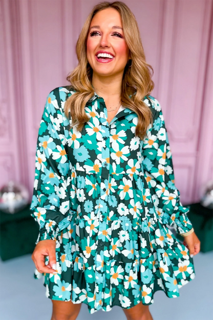 puff sleeve floral dress