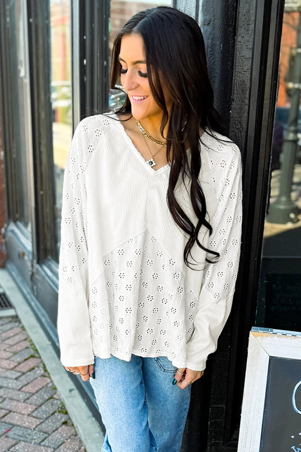 V Neck Long Sleeve Top