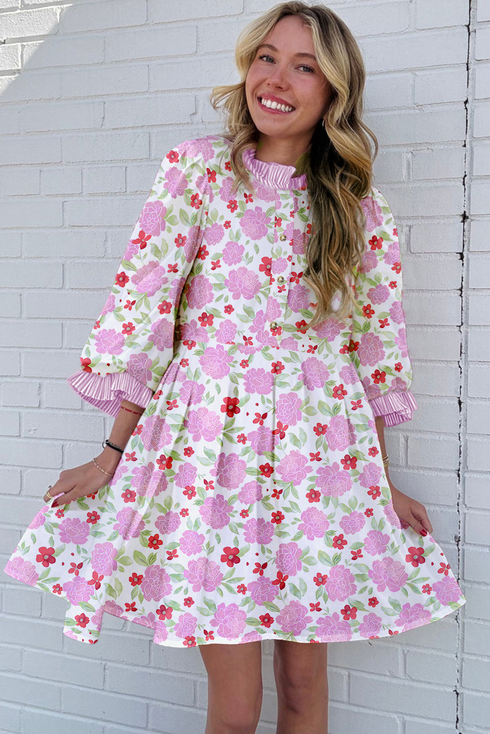 pink floral mini dress