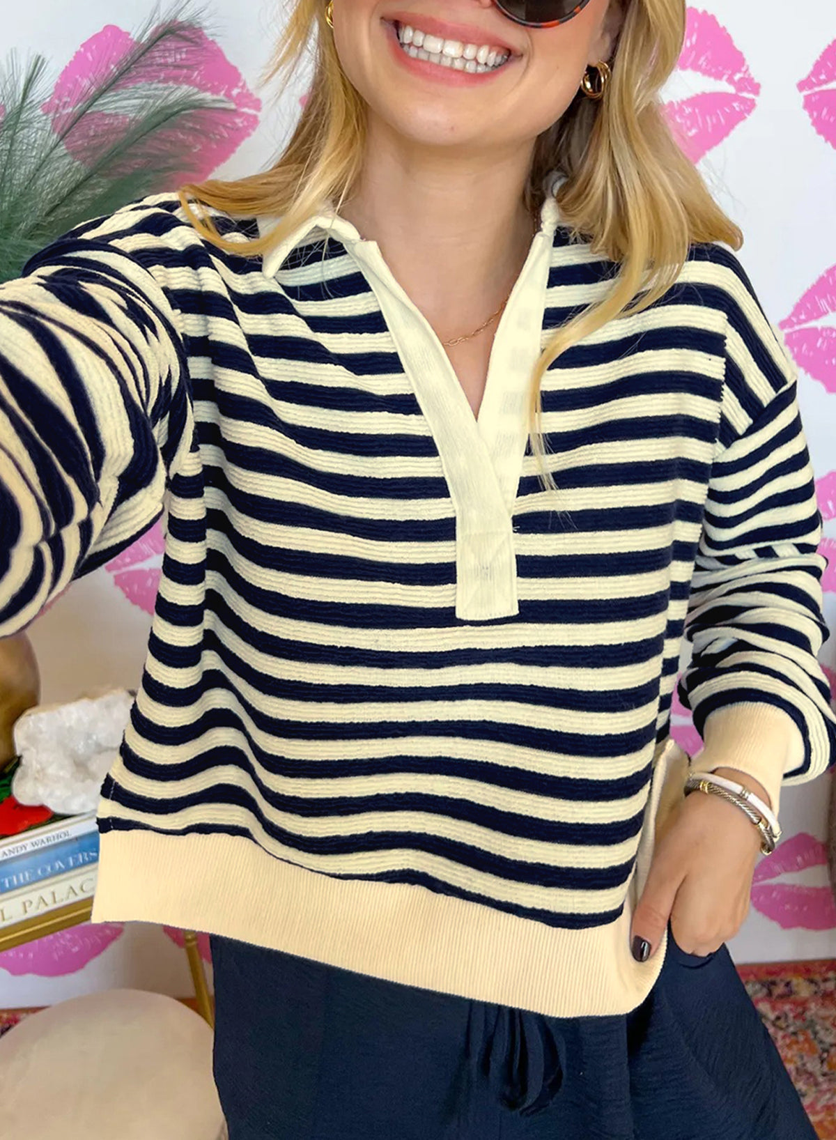 striped long sleeve top