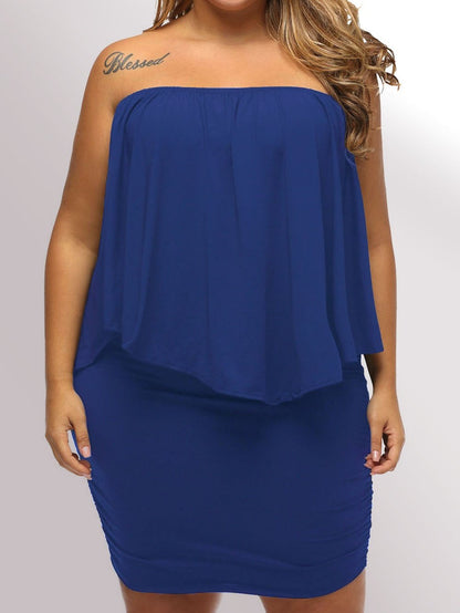 Elegant Blue Layered Poncho Dress for Plus Size Women