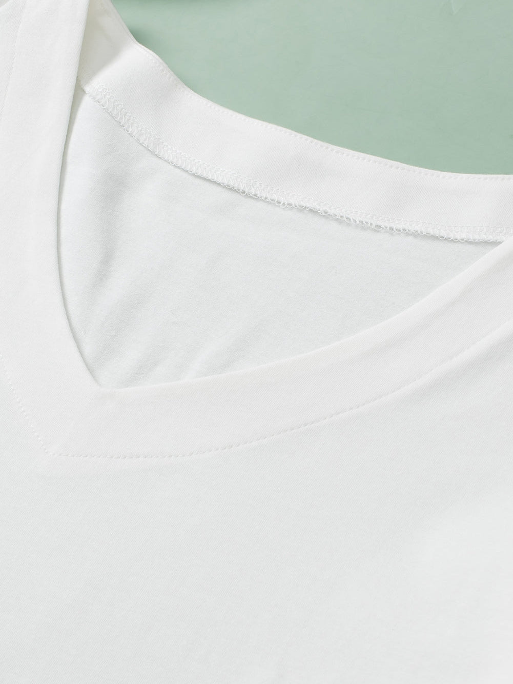 Ivory V-neck Embroidered Patchwork Puff Sleeve Top