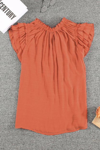 Elegant Tiered Ruffle V Neck Blouse