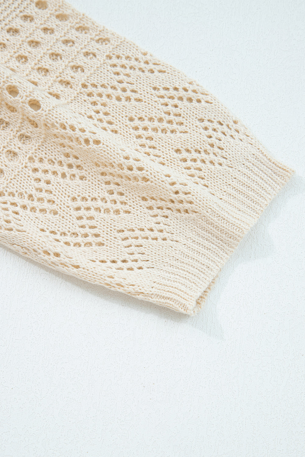 Smoke Gray Solid Color Hollowed Knit Open Front Cardigan Sweater