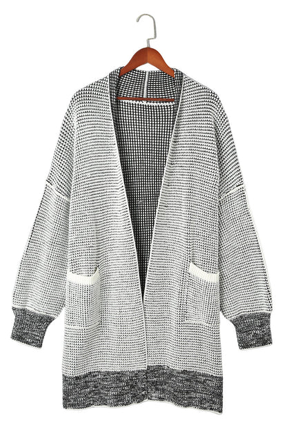 Gray Plus Size Textured Knit Cardigan