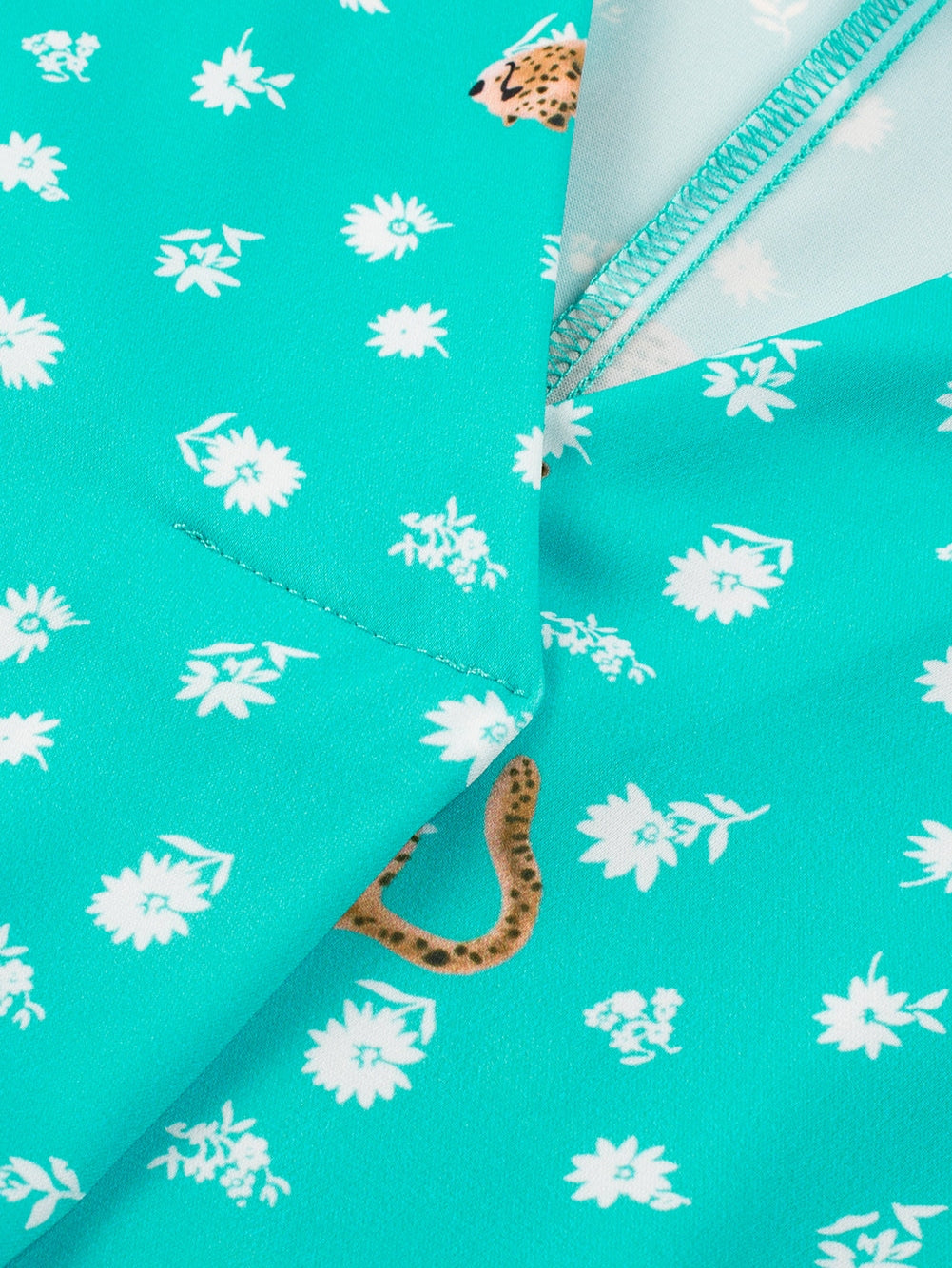 Green Cheetah Print V Neck Short Sleeve Plus Top