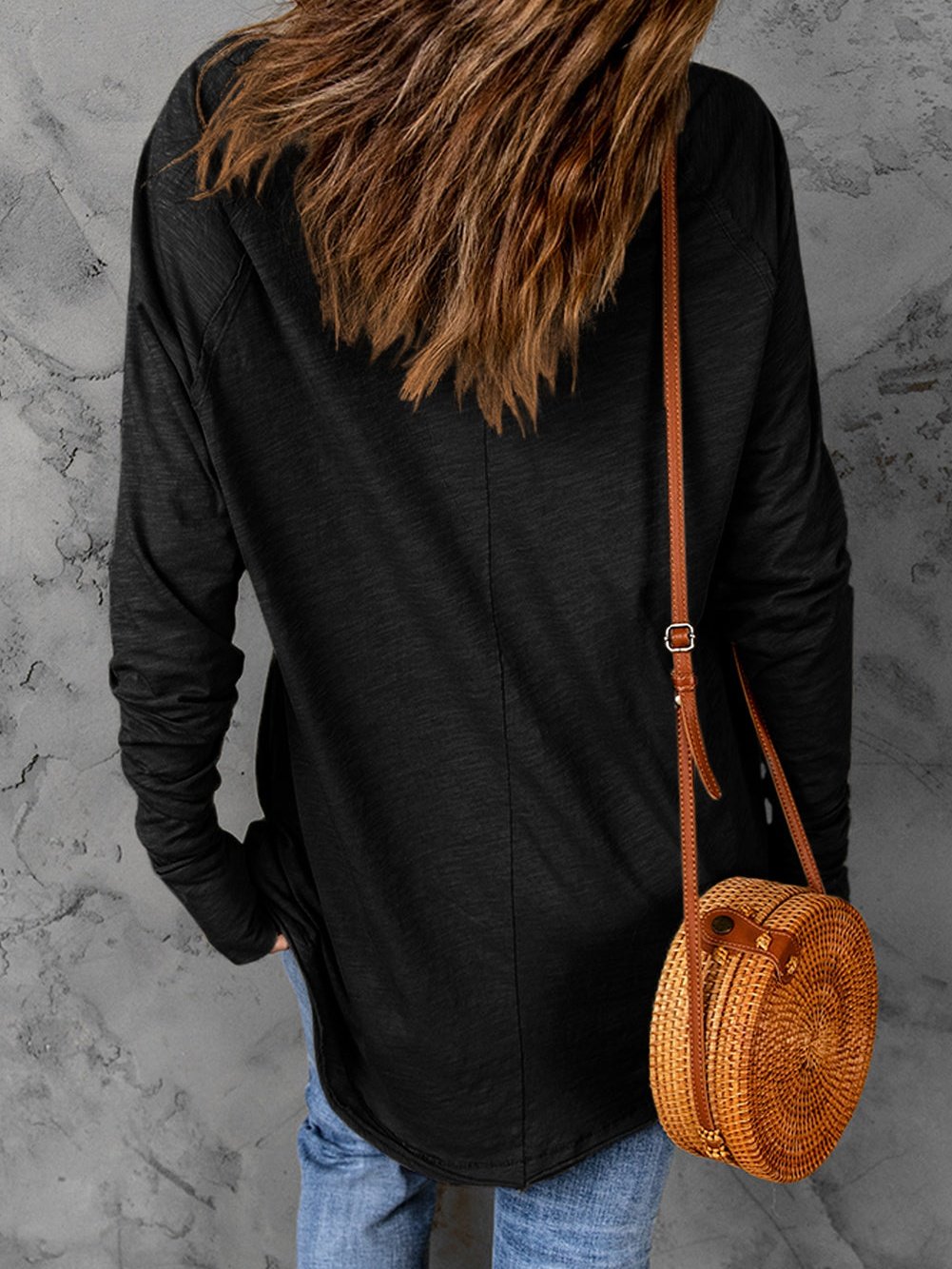 Essential Black Long Sleeve Crew Neck Top