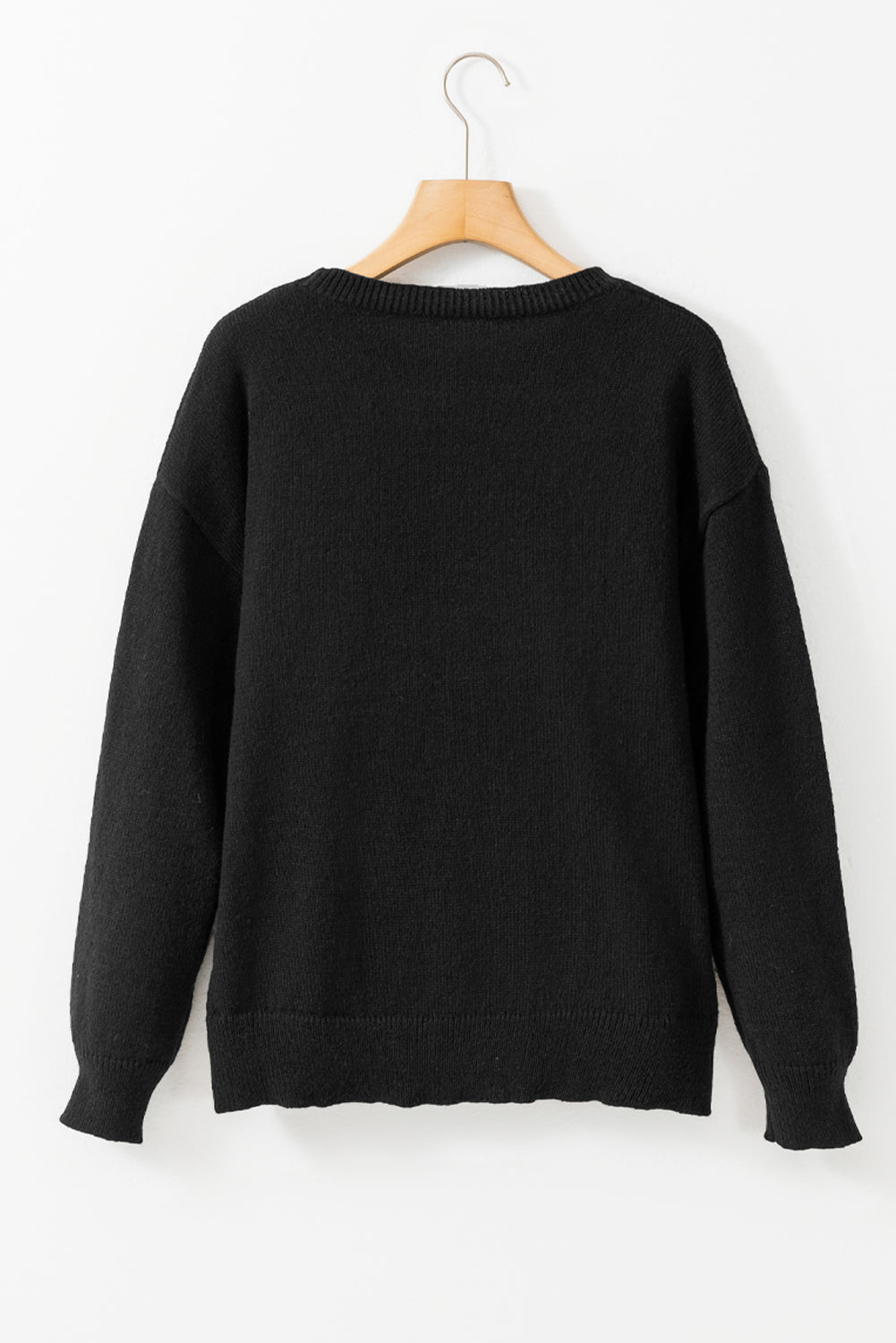 Heartfelt Black Graphic Round Neck Sweater