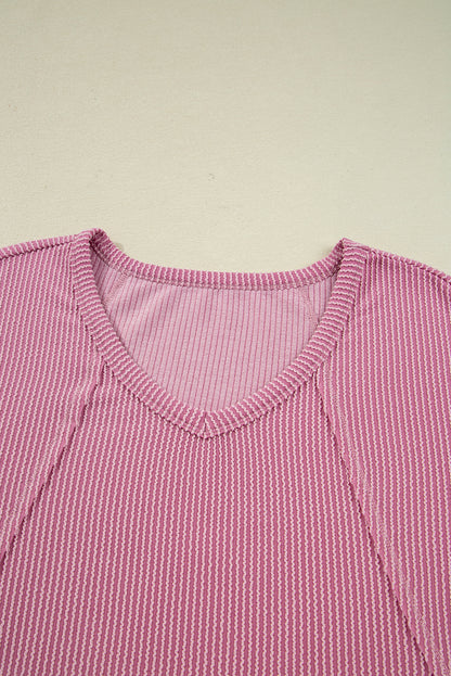 twisted ribbed long sleeve top