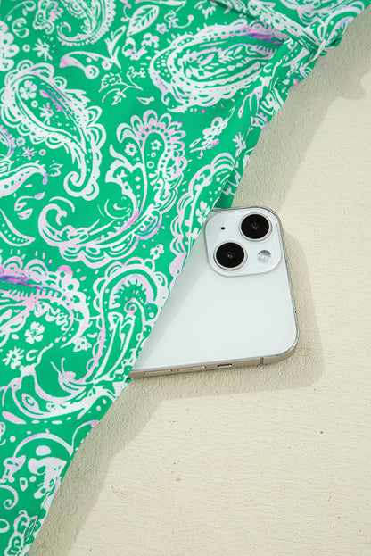 green paisley mini dress