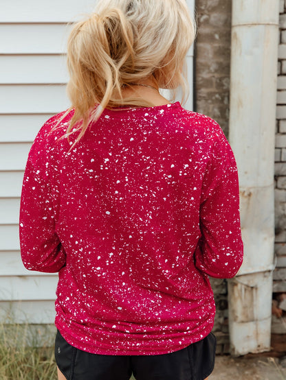 Festive Red Christmas Tree Truck Ink Splash Print Sweatshirt