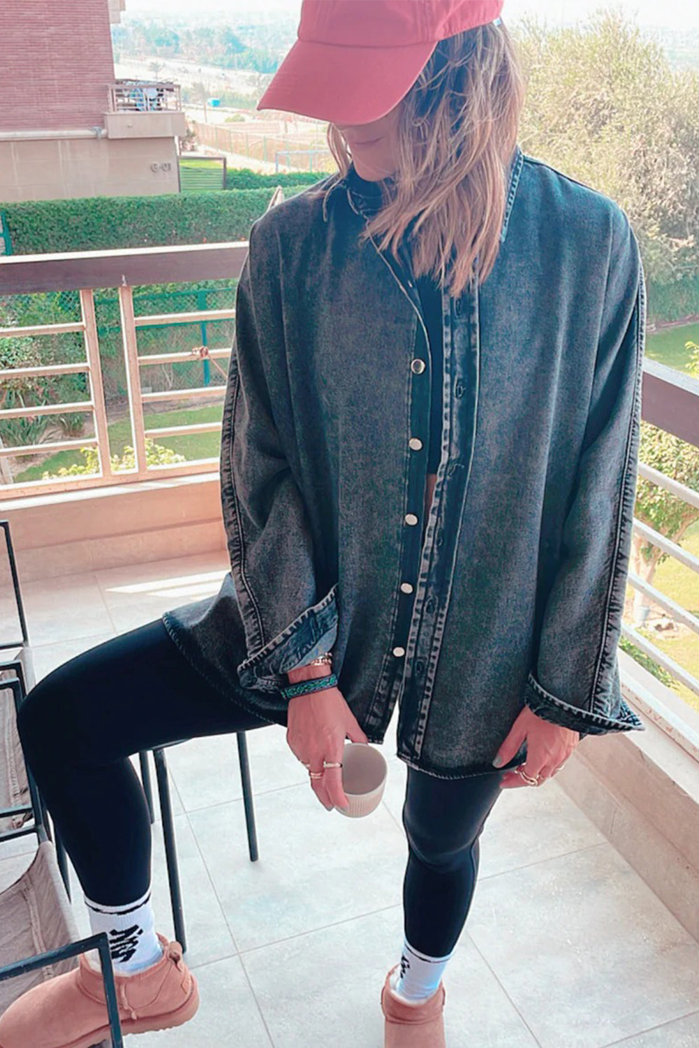 Real Teal Contrast Panel Patchwork Button Down Boyfriend Style Denim Jacket