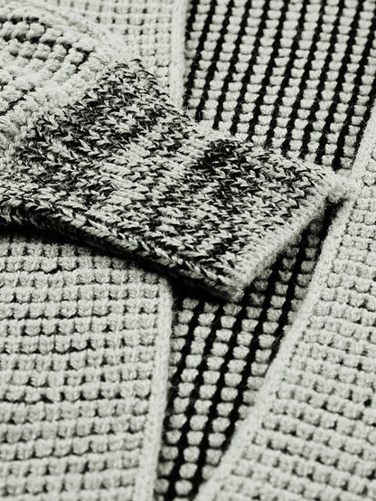 Gray Knit Textured Longline Cardigan with Pockets