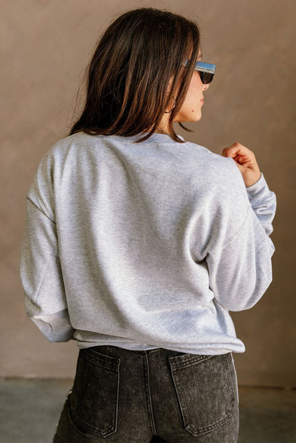 Light Grey FOOTBALL 3D Letter Graphic Crew Neck Sweatshirt