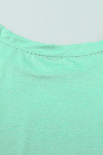 Green Striped Short Sleeve T-Shirt with Pocket and Gradient Color Detail