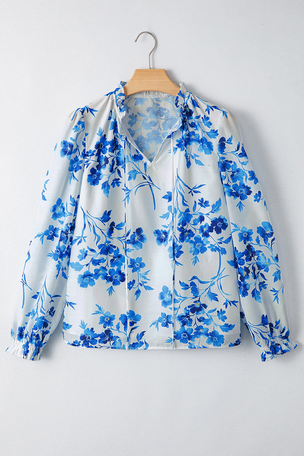 blue floral blouse