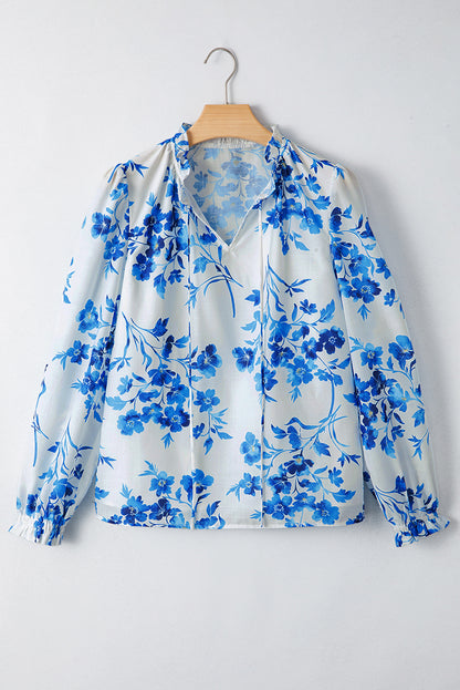 blue floral blouse