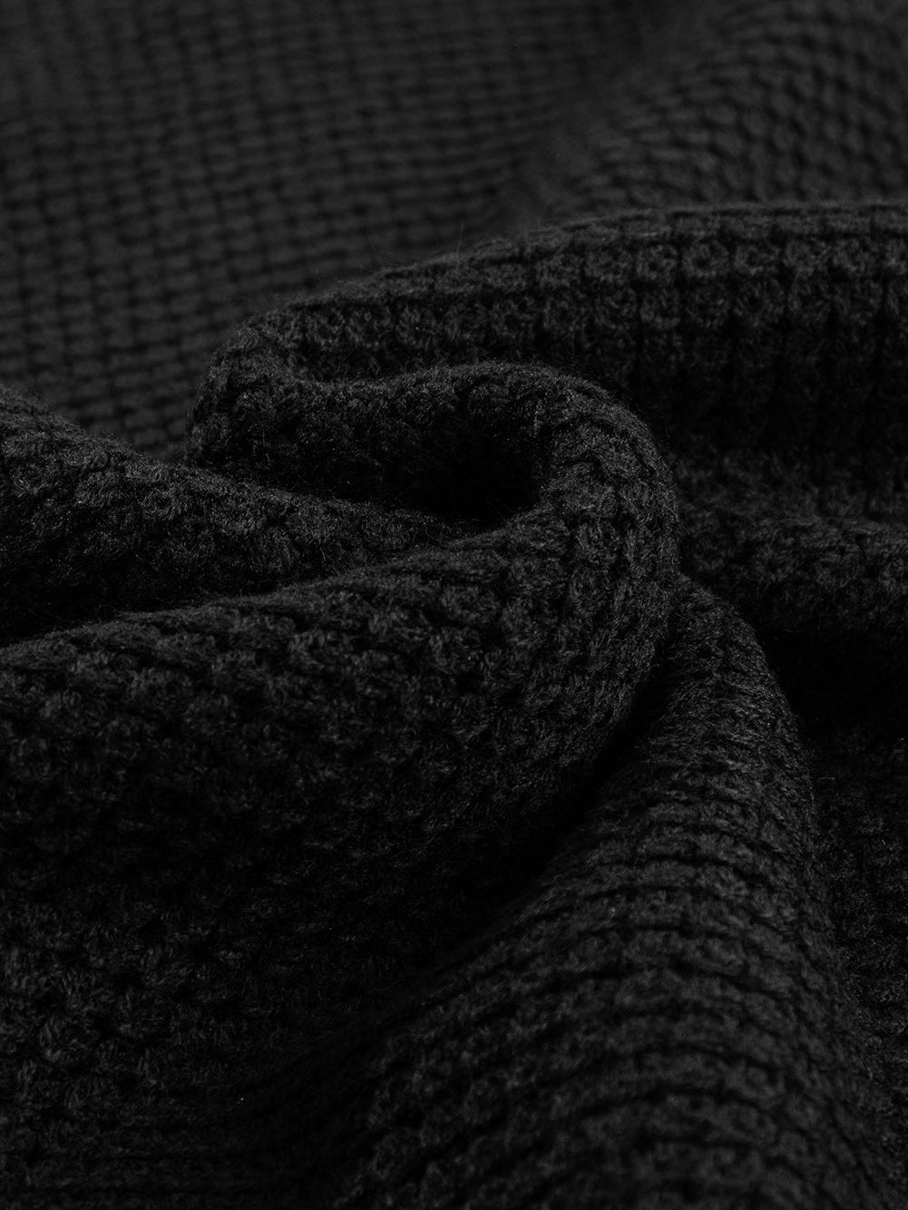 Elegant Black Ribbed Turtleneck Short Sleeve Sweater