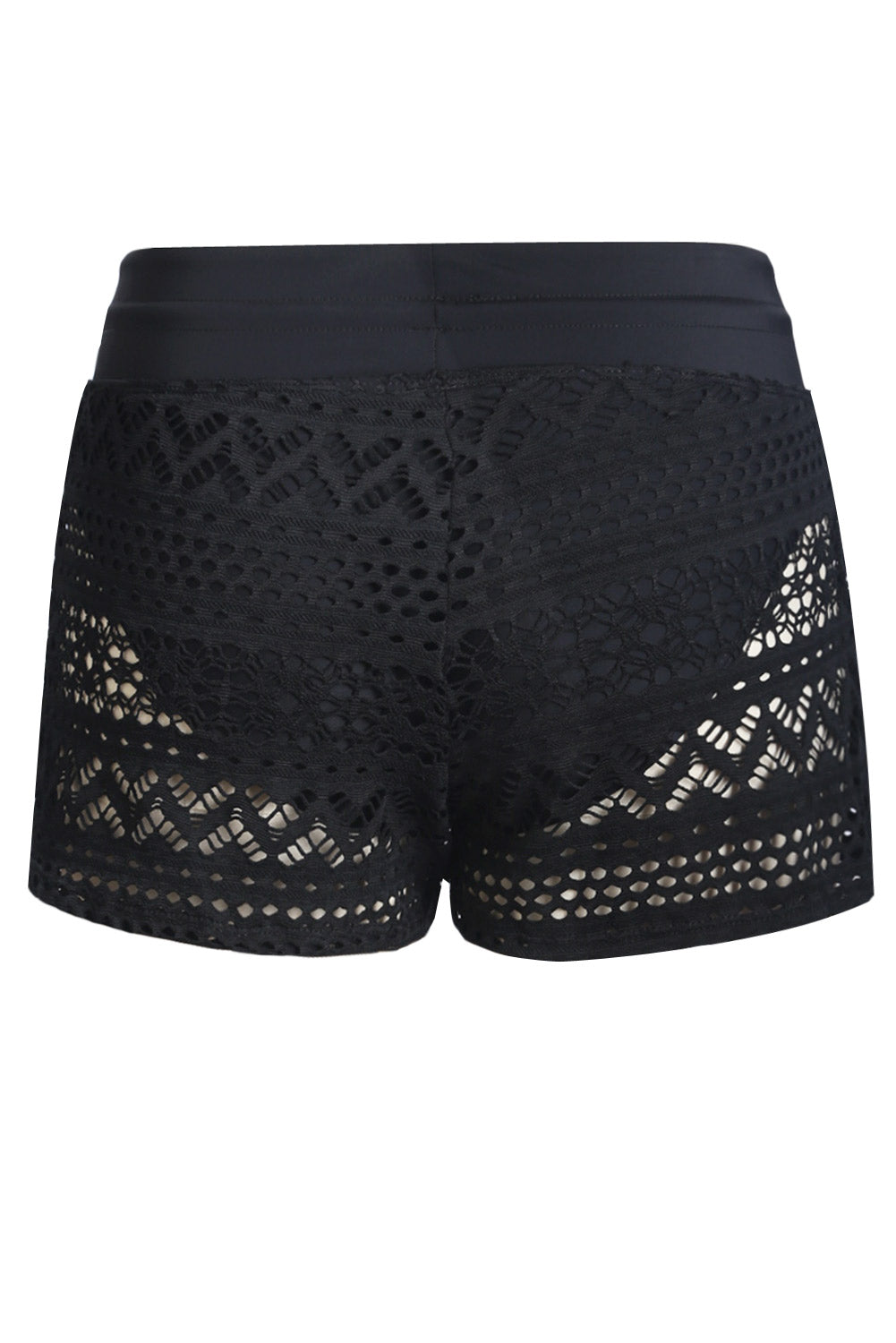 Black Lace Swim Shorts with Attached Briefs