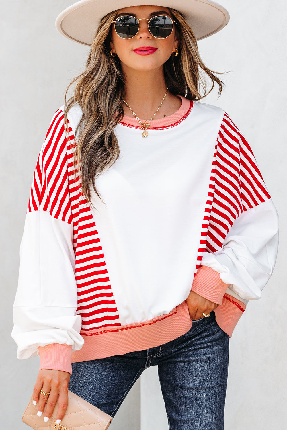 stripe patchwork sweatshirt