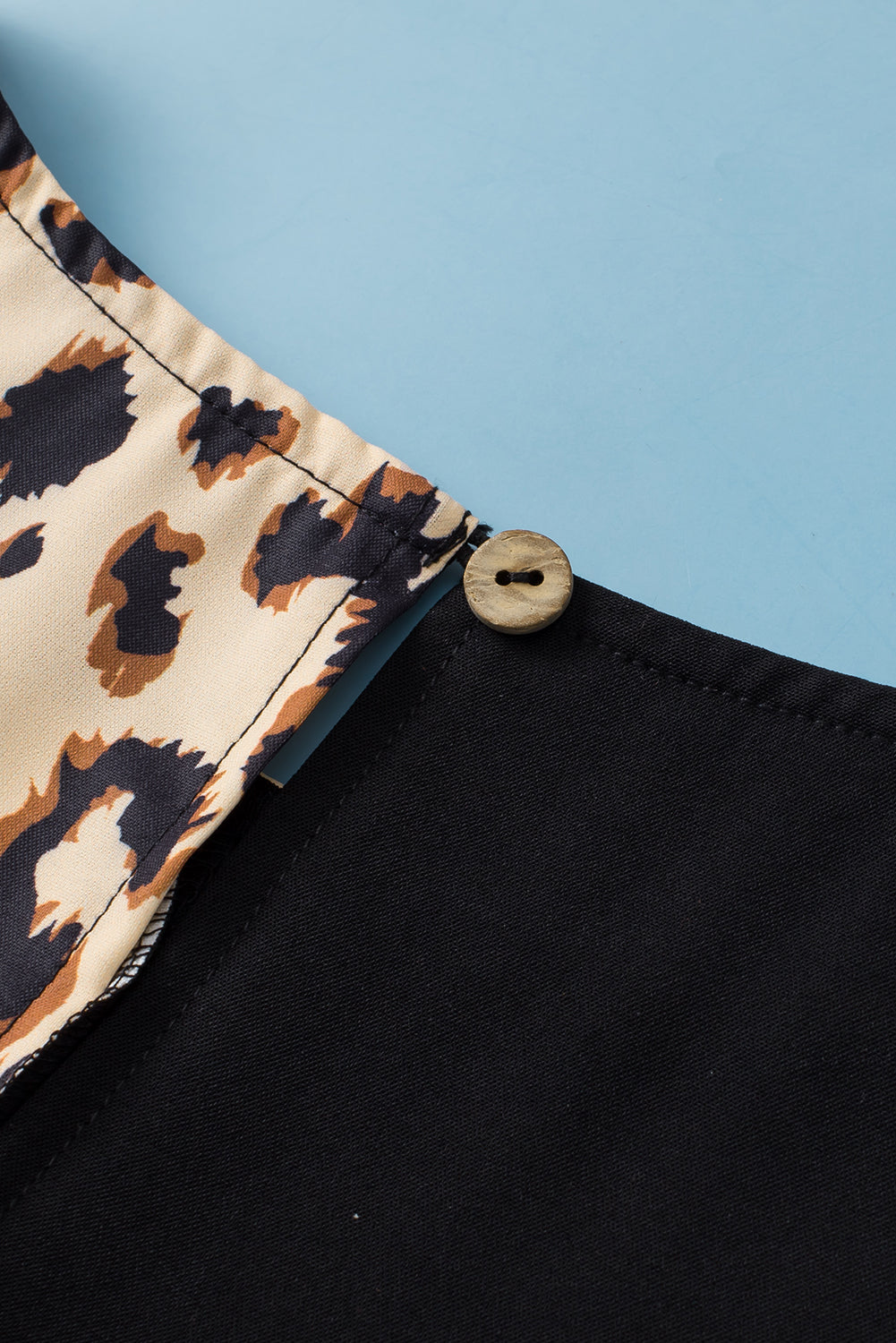 Elegant Black Leopard Ruffle Sleeve Plus Size Top