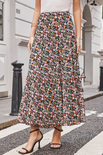 Ruffle Hem Maxi Skirt