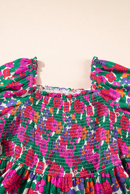 plus size floral long sleeve dress