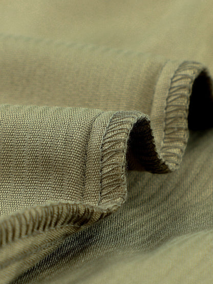 Green Corduroy Button-Up Pocket Blouse