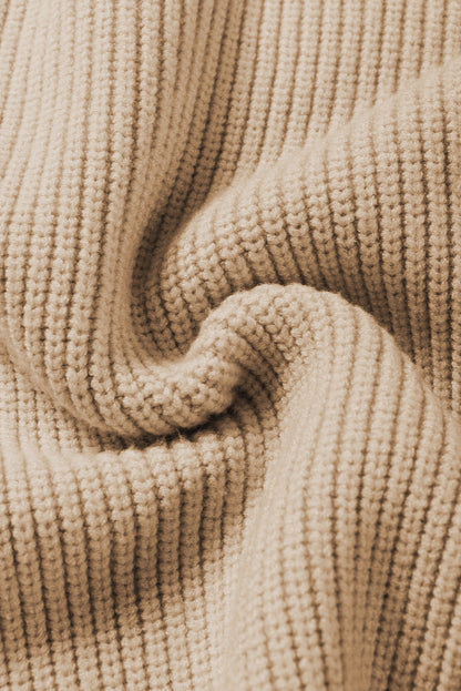 Apricot Ribbed V Neck Cap Sleeve Sweater with Chest Pocket